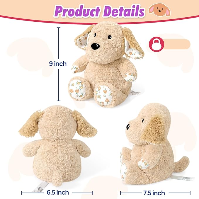 Ditucu Original Golden Retriever Microwavable Weighted Stuffed Animal Heated Dog Plush for Warmth Comfort Period Cramps Pain Plushies Toys Gifts for Kids Adults Light Brown 9 inch