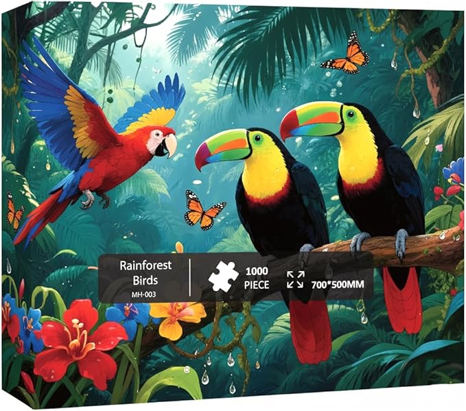 1000 Pieces Jigsaw Puzzles for Adults, Magic Series - Premium Fantasy Art & Seamless Interlock, Challenging Brain Teaser, Large 28" x 20", Great Gift Idea & Home Decor（Rainforest Birds）
