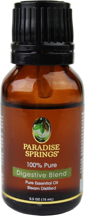 Paradise Springs Digestive Blend Essential Oil, 100% Pure and Natural Digestive Blend Essential Oil for Diffusers for Home Aromatherapy, Massage, Humidifiers, 0.5oz (15ml)