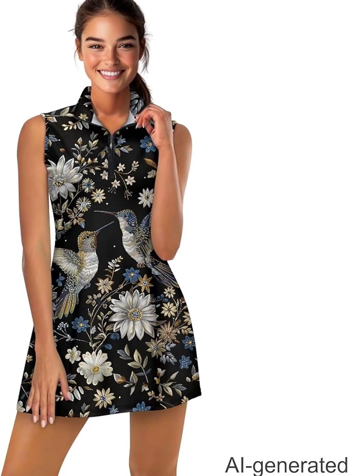 Golf Dress Tennis Dresses for Women with Built in Shorts and Pockets Sleeveless Athletic Dress Workout Dress