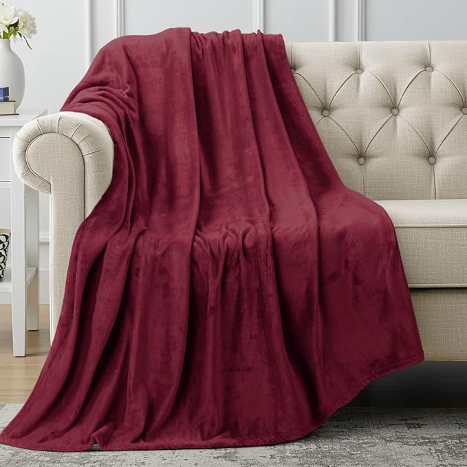 Utopia Bedding Soft Fleece Bed Blanket Throw Size Burgundy (50x60 Inch) | Microfiber Plush Warm Lightweight Breathable Cozy Blanket Anti-Static, All Season Use, Gift for Women and Men