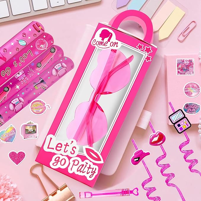 122 Pcs Pink Party Favors Pink Toy Gift Goodie Bag Stuffer Filler Makeup Party Decorations,Princess Theme Birthday Party Favors Decorations. ﻿