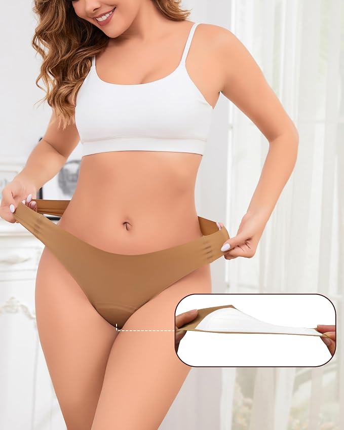 Seamless Thongs for Women No Show Thong Panty Liners Workout T-back Panties for Women Invisible Underwear 2 Pack