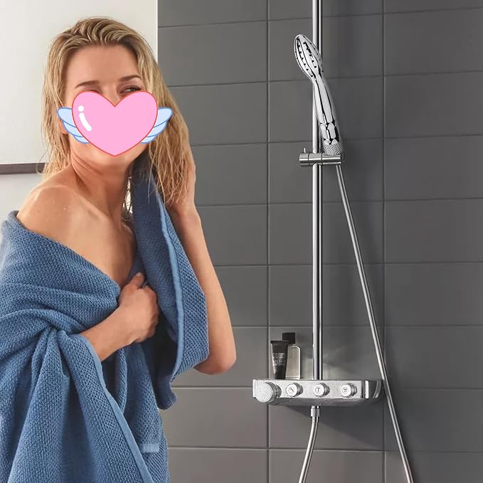 Shower Douche Shower Enema Shower Cleaner Enema Douche System, Handheld Water Shower Nozzle Anal Rinse Vaginal Cleaning Kit for Men Women, Silver (Aluminum)