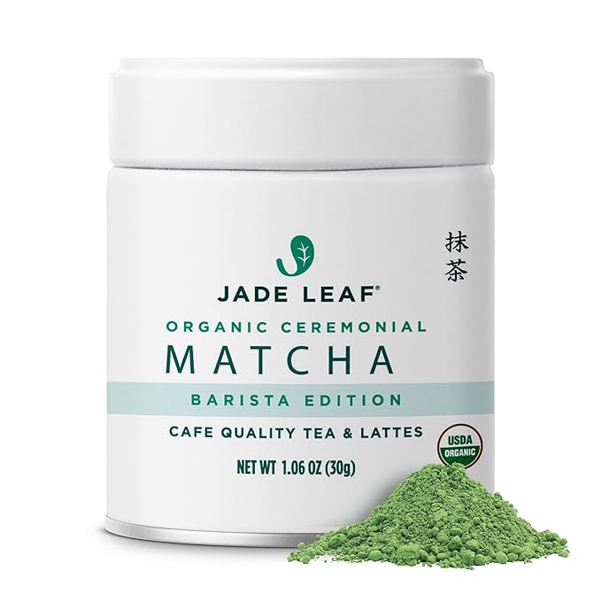 Jade Leaf Matcha Organic Ceremonial Grade Barista Blend Matcha Powder - 100% Pure Japanese Premium First Harvest Green Tea for Lattes from Uji and Kagoshima, 30g / 1.06 Ounce (Pack of 1)