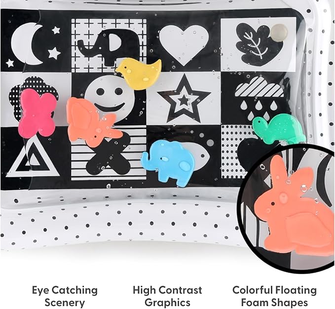 The Peanutshell Tummy Time Water Play Mat for Babies, Girls or Boys - High Contrast Sensory Developmental Toy, Infant Baby Floor Toys Games, Baby Essentials Must Haves - Montessori