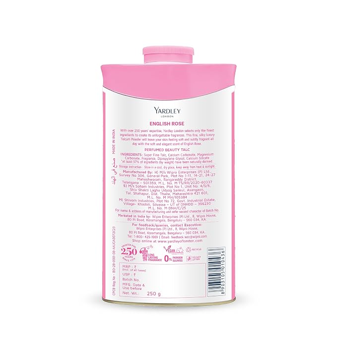 Yardley English Rose Perfumed Talc, 250 g