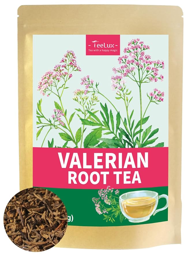 TeeLux Valerian Root Tea Loose Leaf, Cut & Sifted, Smooth & Mild Taste, Caffeine Free, Natural Ingredients, 16oz