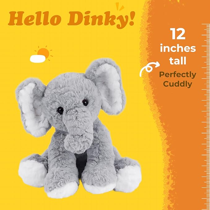 Elephant Stuffed Animals Soft Plush Toy for Baby Girls Boys,12" Grey Soft Small Stuffed Elephant Huggable Gifts for Birthday