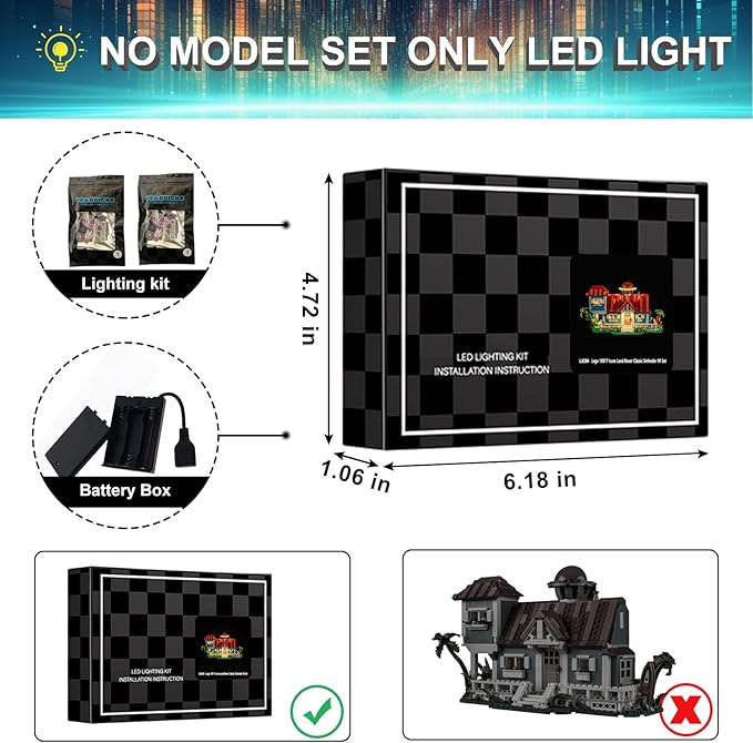 LED Light Kit for Lego 43268 Lilo and Stitch Beach House Set, Blue Underglow Lights Compatible with Lego 43268 Set (Not Include Blocks Set)