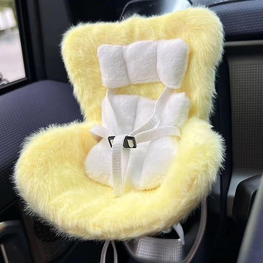 Doll Car Seat for 17cm Dolls with Air Vent Clip and Desktop Stand, Cute and Functional Car Ornament for Blind Box Doll Fans, Collectors (Yelllow)