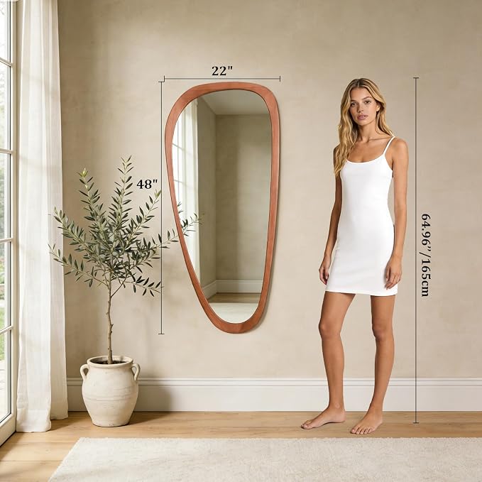 Asymmetrical Mirror, Irregular Mirror Full Length, Boho Wall Mirrors Decorative for Bedroom Living Room Entryway Hall, Mid Century Modern Decor 48" H x 22" W
