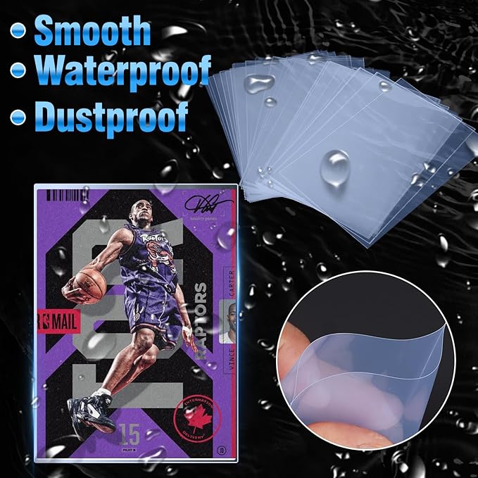 300ct Penny Sleeves, EDUDIIU Penny Sleeve for Trading Cards, Card Penny Sleeve, Soft Card Sleeves, Plastic Clear Baseball Card Protector for Sports, Football, Game, TCG, MTG Cards