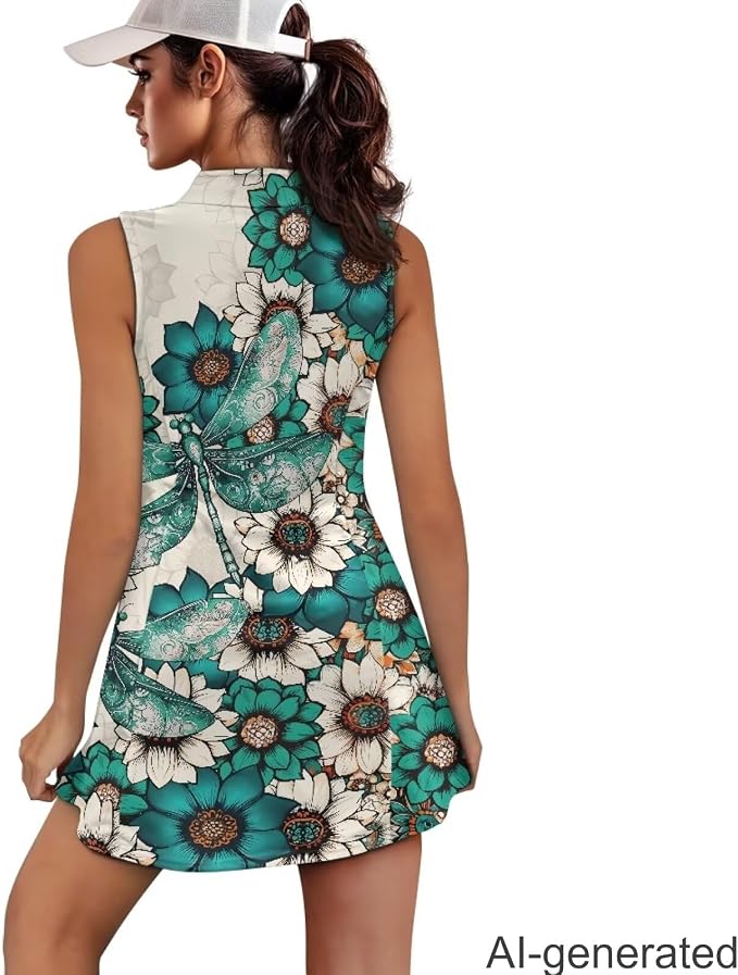 Golf Dress Tennis Dresses for Women with Built in Shorts and Pockets Sleeveless Athletic Dress Workout Dress