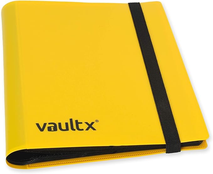 Vault X 4 Pocket Standard Strap Binder, Holds 160 Trading Cards in 20 Side-Loading Pages (Yellow)