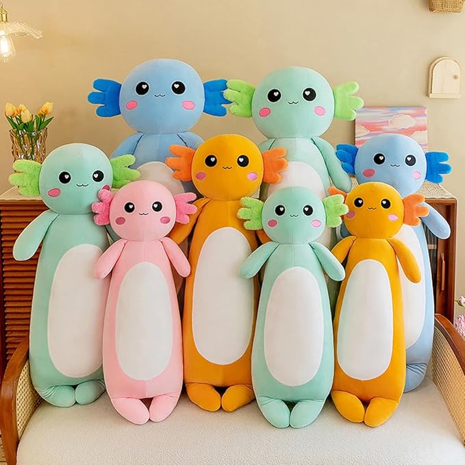 Long Axolotl Stuffed Animal Salamander Plush Pillow, Soft Axolotl Plush Toy for Boys Girls Gifts for Christmas(Blue, 80cm/31.49inch)