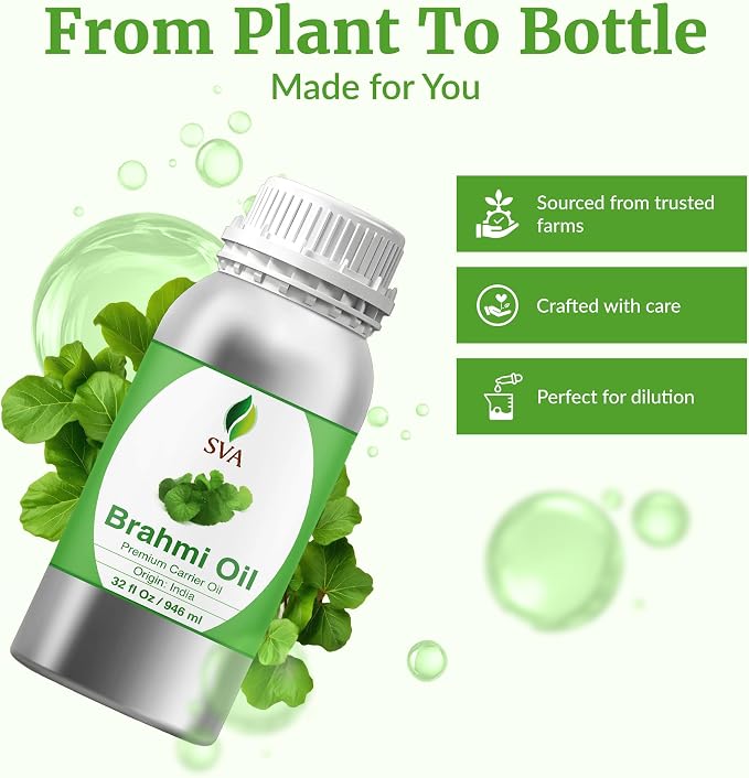SVA Brahmi Oil - 32 Fl Oz - for Face, Skin Care, Hair Care, Scalp Massage & Body Massage