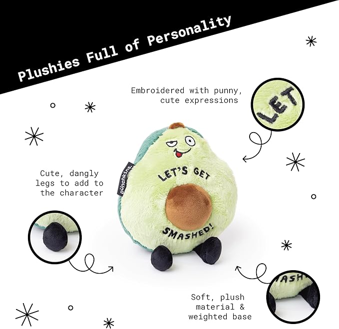 Avocado Plushie - Let's Get Smashed Punny Plush, Gift for Avocado Lovers, Funny Plush Toy for Gifting