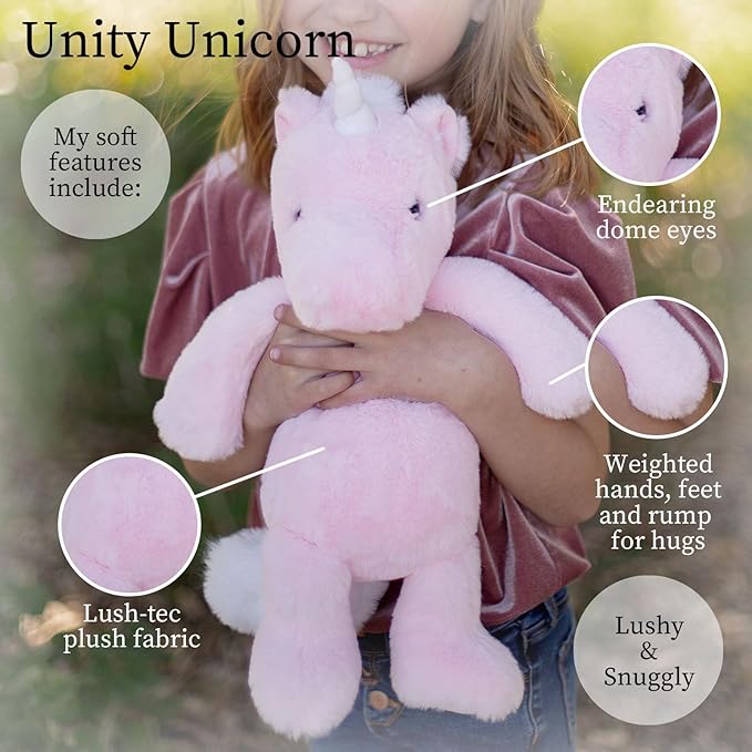 World's Softest Plush Unity Unicorn, Rose, Lushee, Large, 16" Stuffed Animal for Baby, Toddler, Kids, Adults - Soft, Huggable Stuffed Unicorn- Adorable Toy Made from Kid-Friendly, Quality Materials