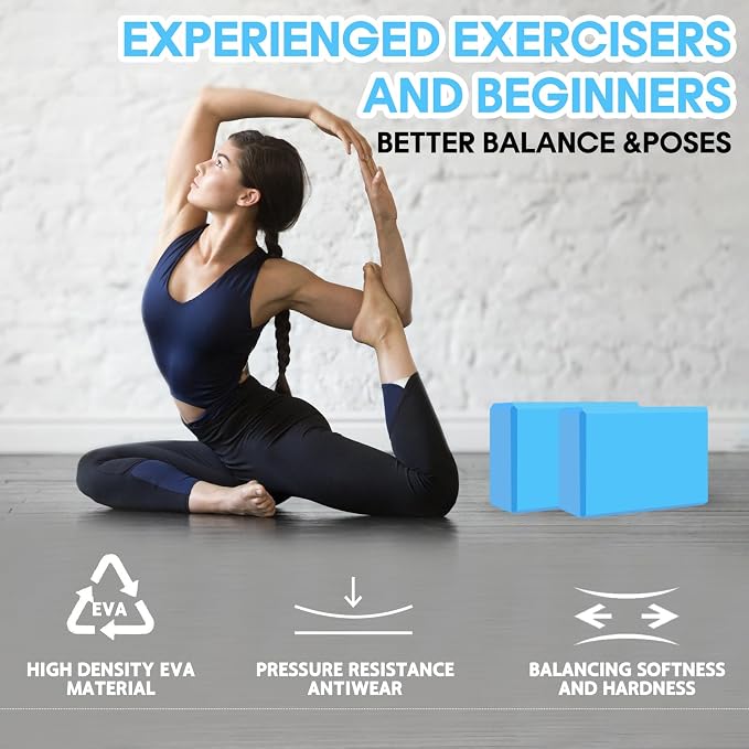 Yoga Block - Unsupported Latex Eva foam - Soft non slip surface with bevel for yoga, pilates, meditation - Yoga accessories for stability, balance and deep stretching