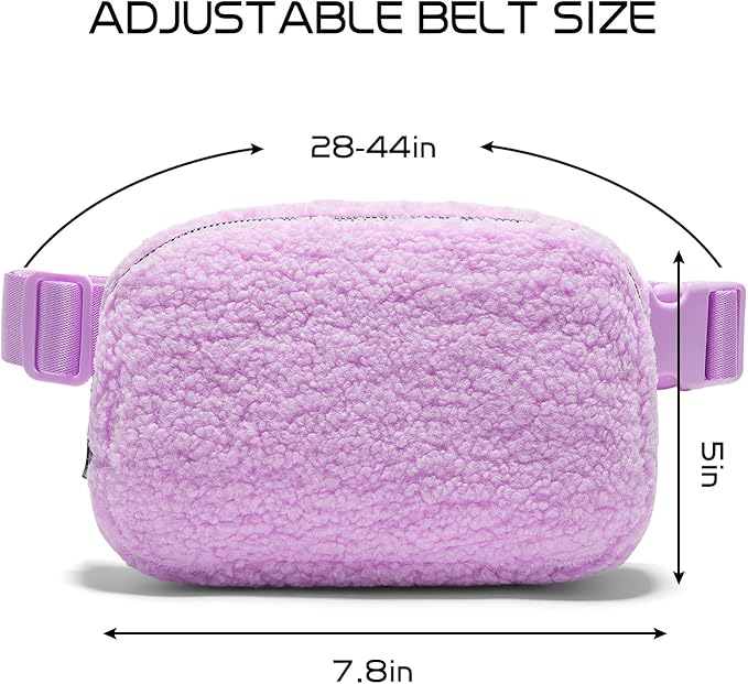 Gitus Fleece Belt Bag Sherpa Fanny Pack Crossbody Bags for Women Fashion Waist Packs with Adjustable Strap for Gym Travel Hiking Running Trending Gifts for Teen Girls Women Men (Lavender)