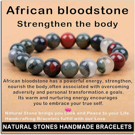 AD Beads Handmade Gemstone Stretch Elastic Bracelet Crystal Healing Reiki Nature's Beauty and Spiritual Essence Unisex