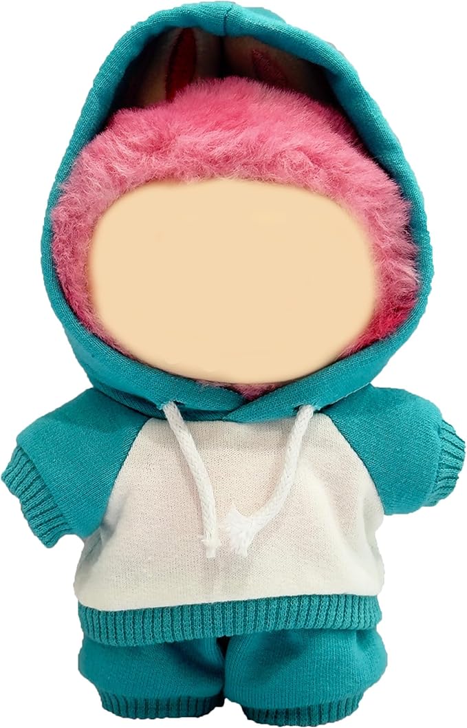 17cm Dolls Clothes,Casual Stylish Hoodies & Pants Doll Outfit Set, Stylish Doll Clothing Accessories for 17cm/15cm-Lake Blue(No Doll)