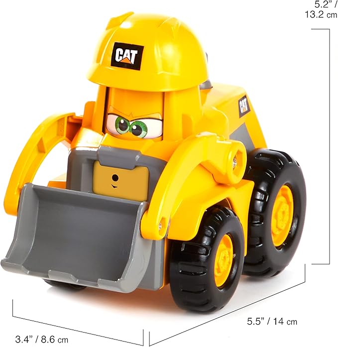 CAT Construction Toys, Junior Crew Construction Pals Front Loader Educational Preschool Vehicle with Kid Vroom Sounds and Animated face. for Ages 2+
