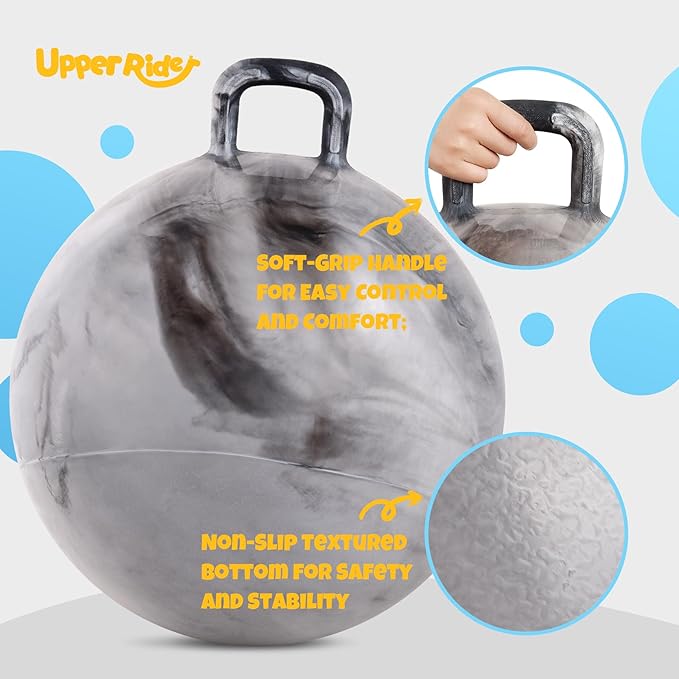 Upper Rider Clouds Hopper Ball for Kids,18 Inch Bouncy Ball with Handle,Inflatable Hopping Toys for Boys Girls Aged 3-8, Indoor Outdoor Jumping Toys Gift with Pump