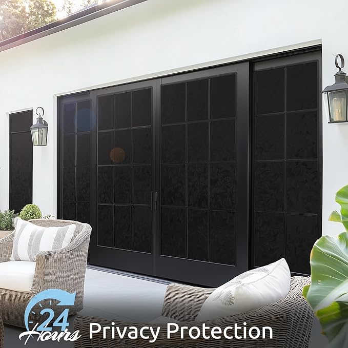 rabbitgoo Rainbow Window Privacy Film, Stained Cling, Black, 29.5" x 157.4" | Decorative Static Sticker, Non-Adhesive Reusable Window Tint, Heat Control UV Blocking Coverings for Home Doors, Living Room