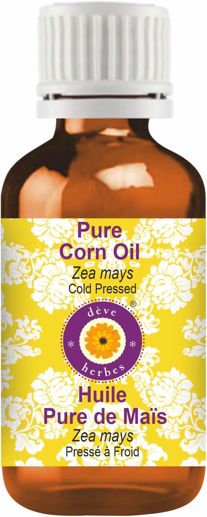 Deve Herbes Corn Oil (Zea mays) | Cold Pressed | Pure | Natural | Undiluted | for Diluting Essential Oils | for Skin & Massage | Non-Sticky | Lightweight | Men & Women | 30ml (1 oz)