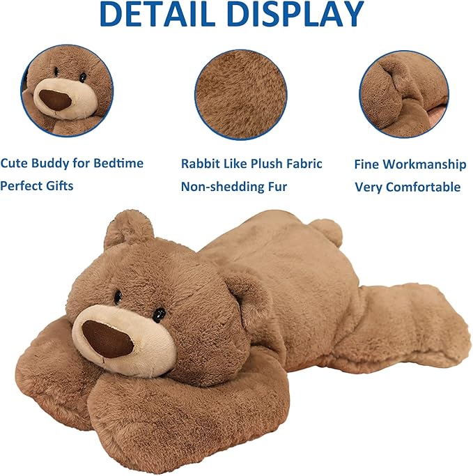 Weighted Stuffed Animals, 29.5in 6.2lbs Weighted Bear Stuffed Animal Toy Cute Brown Bear Plush Pillow for Adults Boys Girls