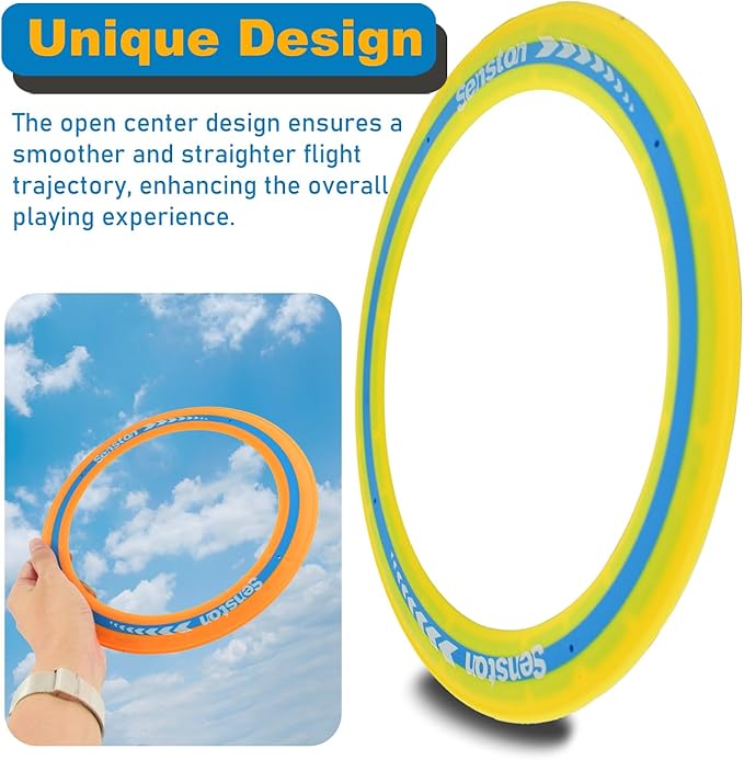 Senston Flying Discs Easily Catch and Throw Sports Disc 11 Inch Soft Flying Discss for All Players Colorful Flying Discs 3 Pcs for Pool Backyard Family Fun (Yellow)
