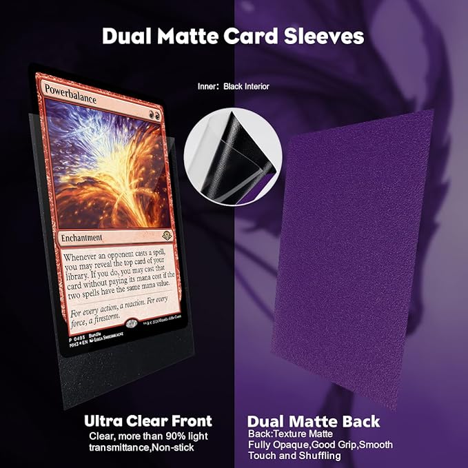Katomula MTG Card Sleeves, Dual Matte Card Sleeves, Standard Card Sleeve for MTG, PKM, Flesh & Blood, Soul Purple