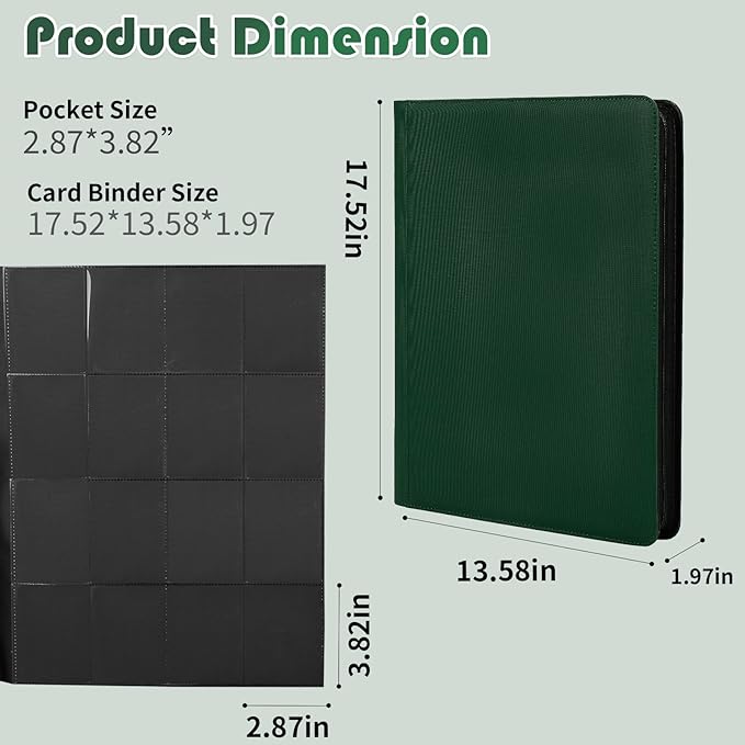 Premium 1000+ Pockets Trading Card Binder, 16-Pocket Ringless Side-Loading Album for TCG, MTG, Lorcana, Sports & Standard-Size Cards