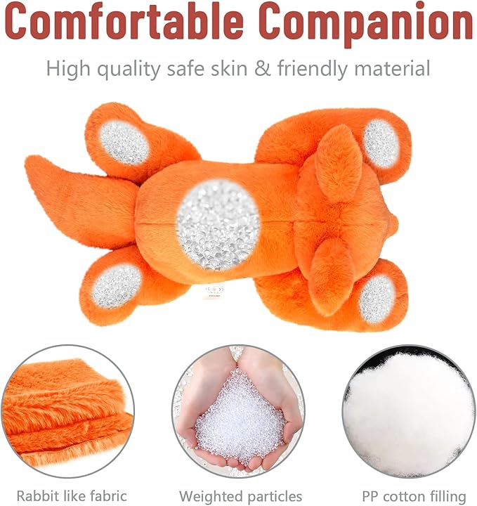 Niuniu Daddy 24" | 5 Pound Fox Weighted Stuffed Animals, Large Fox Sensory Body Pillow Plush Toy, Weighted Lap Animals with Adults Kids & Soft Squishy Fur for Christmas