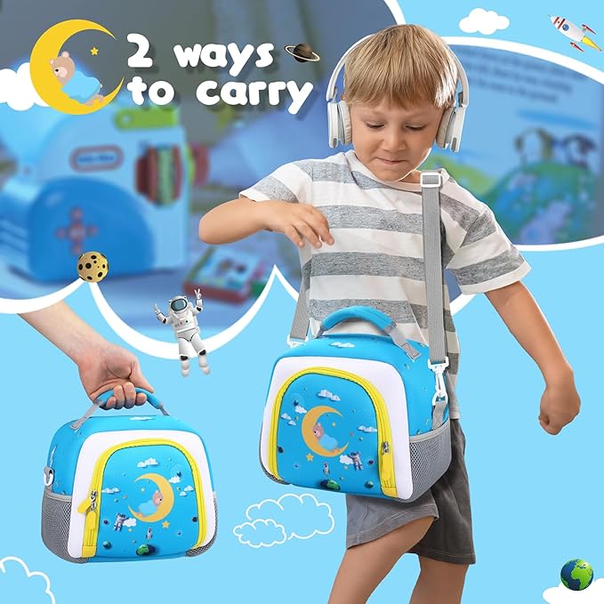Carrying case Bag Compatible with Little Tikes Story Dream Machine Books Starter Set，Storage for Storybook, Audio Play, Character Travel Bag (Light Blue)