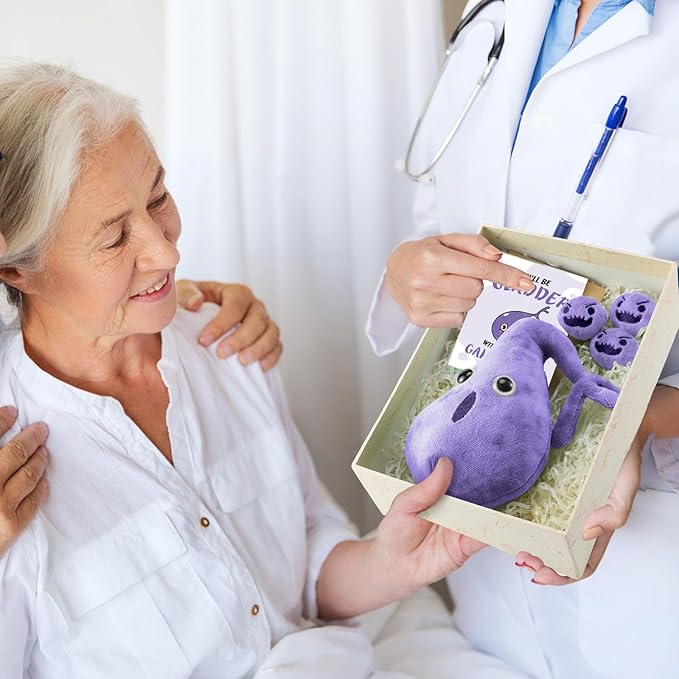 Gallbladder Plush Set Gall Surgery Recovery Gifts Include Gall Plush with Gallstones Stuffed and Gallbladder Get Well Card Operation Removal Gift for Gallstones Patient (Purple)