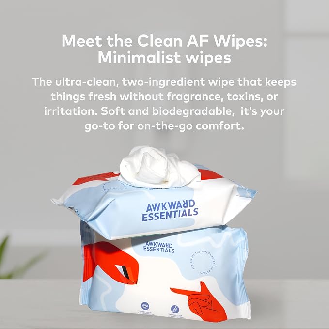 Awkward Essentials Clean AF Personal Hygiene Wipes with Aloe, 30 Count
