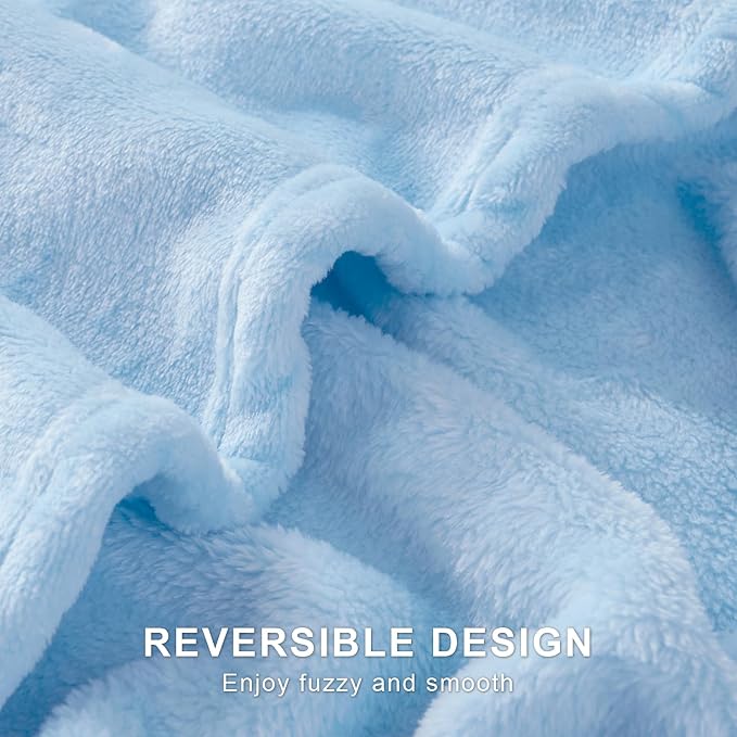 Hansleep Full Light Blue Fleece Blanket, Soft Flannel Bed Blanket | Fuzzy Cozy Blanket 84x90 Inches, Multi-use for Bed, Sofa, Couch, Travel, Camping, All Season Warm Lightweight Cover