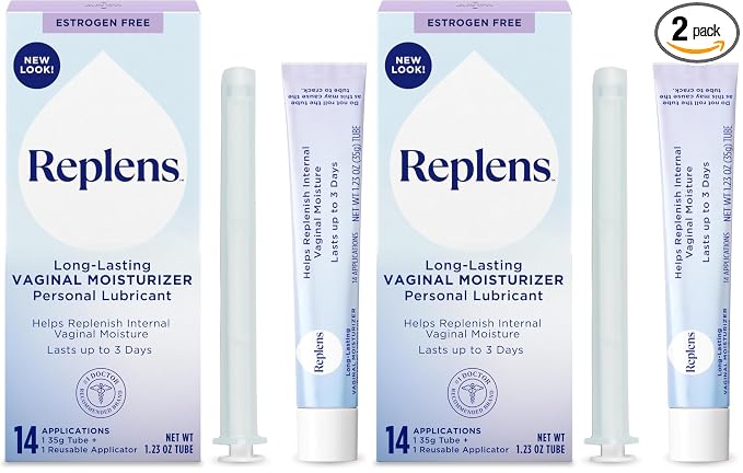 Replens Long-Lasting Vaginal Moisturizer, Relieves Vaginal Dryness for Up to 3 Days, Fragrance Free, 14 Applications (Pack of 2)