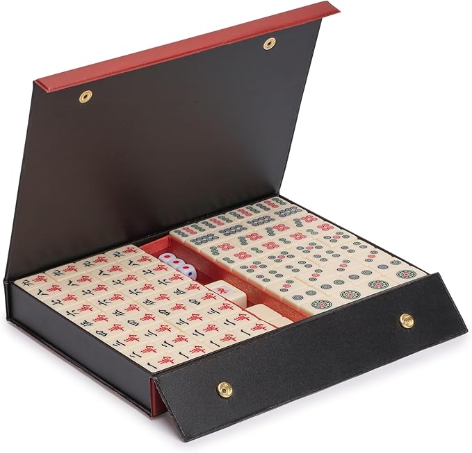 Small Size Chinese Mahjong Set, “Rogue Classic” with 146 Ivory Colored Tiles, Vinyl Case, Wind Indicator and Dice - for Chinese Style Gameplay Only [經典象牙」中國麻將] by Yellow Mountain Imports