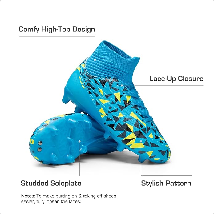 DREAM PAIRS Boys Football Cleats Youth High Top Firm Ground Soccer Shoes for Little/Big Kids