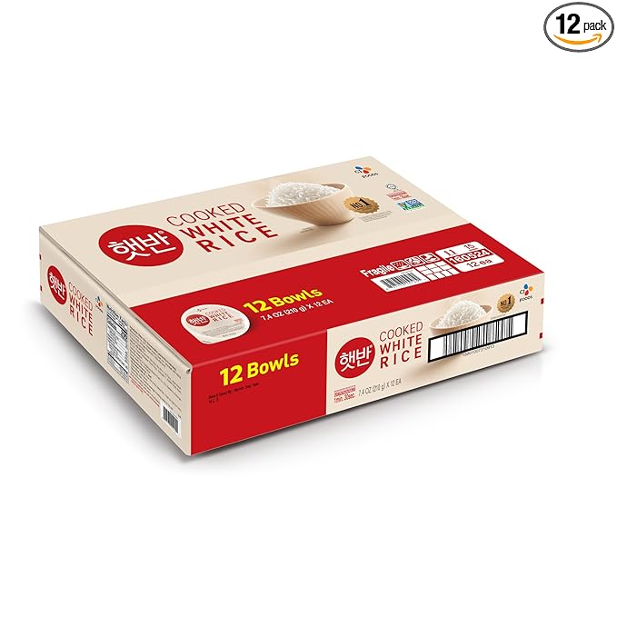 CJ Rice Cooked White Hetbahn, Gluten-Free & Vegan, Instant & Microwaveable, 7.4 Oz, 12 Count