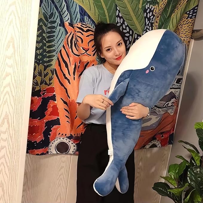Blue Whale Plush Toy, Large Stuffed Animal, 31.4IN Super Soft Body Pillow, Whale Stuffed Animal for Girls & Boys