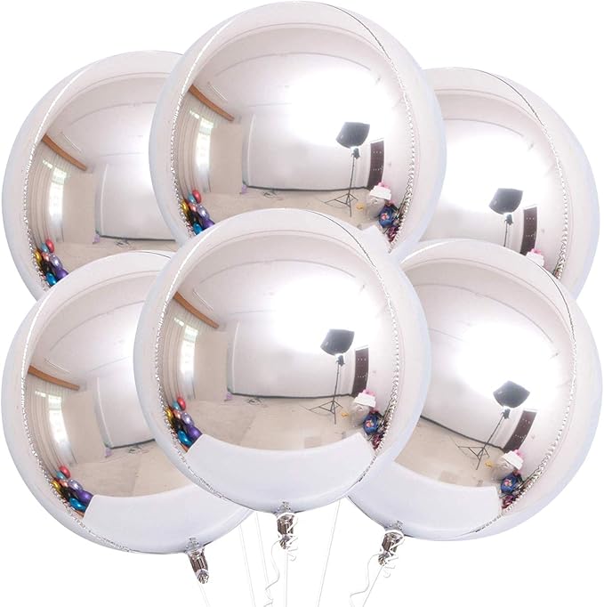 KatchOn, Metallic Silver Balloons - Pack of 6 | Silver Foil Balloons for Birthday Decorations | 4D Shiny Chrome Balloon for Engagement, Bridal Shower, Graduation Decorations 2026