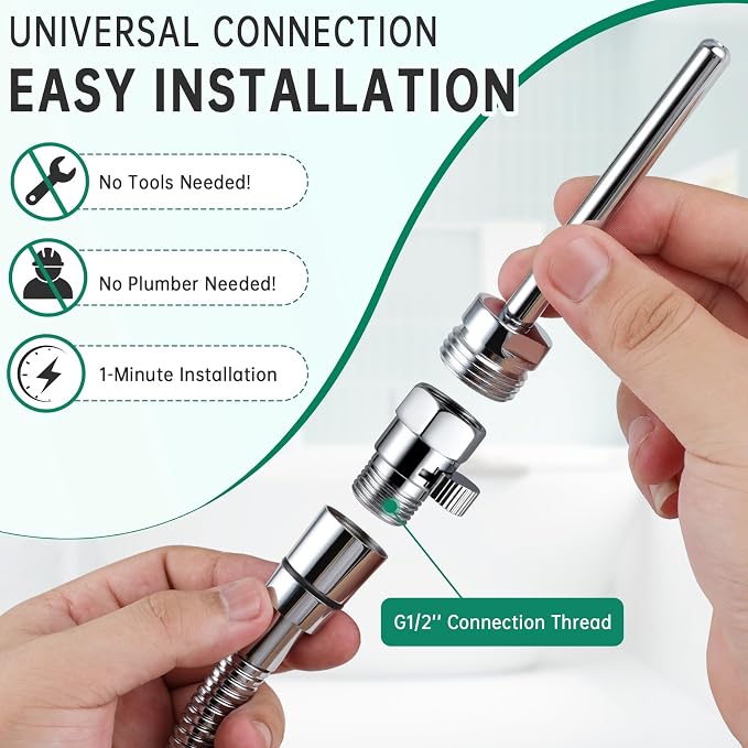 Shower Enema Cleaner, Smooth Metal Shower Douche Nozzle Cleansing System for Men and Women Portable Cleaning (Polished Chrome)
