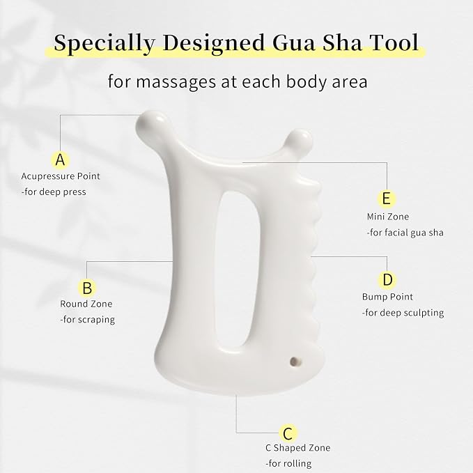 Advanced Ceramic Gua Sha Tool, Body gua sha tool for Women Men, Korean 괄사 Guasha Massage Tool for Fascia Massage and Cellulite；Lymphatic Drainage Tool, Face Sculpting Tool & Acupressure tool