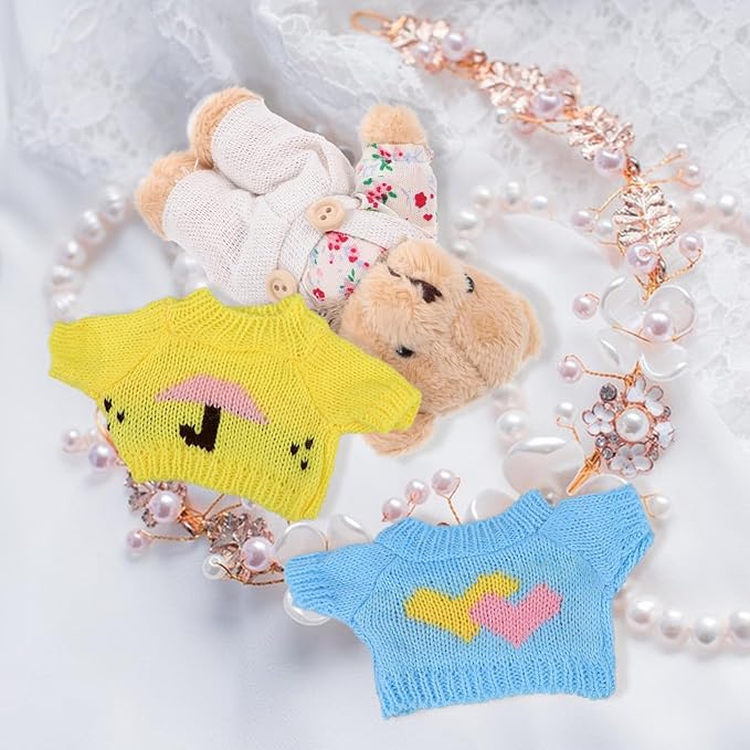 HEMOTON 3 Pcs Bear Clothes Tee Bear Sweater Bears Stuffed Animal Clothes Cute Tiny Clothes DIY Bear Toy for Stuffed Bears Doll with 9 - 11 Inch