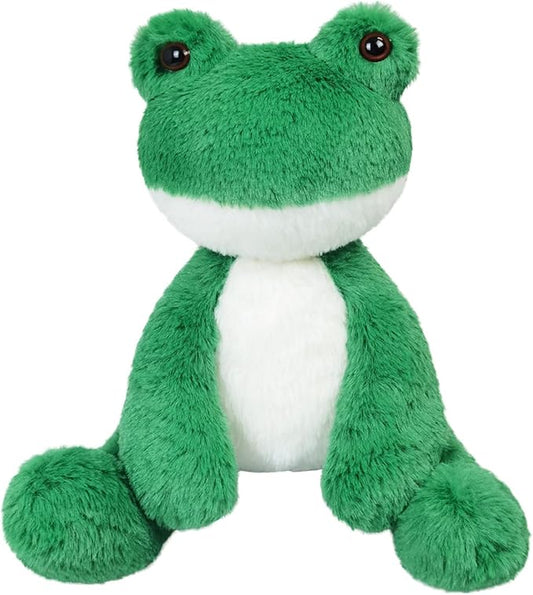 Green Frog Plush Toy, Cute Furry Frog Stuffed Animal, Soft Cuddly Plushie Hugger Toy for Boys Girls, Gifts for Kids or Girlfriend, 8.5 Inches